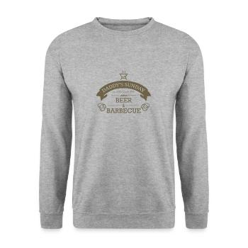Papa will grillen und Bier Geschenk Vatertag dad - Unisex Pullover - Weißgrau meliert - Vorne - Alina (178cm) & Michal (187cm)