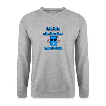 "Ich bin ein harter Lappen" Tshirt - Geschenkidee - Unisex Pullover - Weißgrau meliert - Vorne - Alina (178cm) & Michal (187cm)