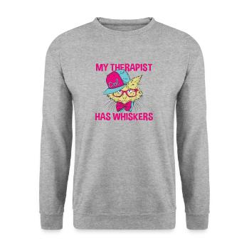 Funny My Therapist has whiskers poison - Unisex Sweatshirt - salt & pepper - Front - Alina (178cm) & Michal (187cm)