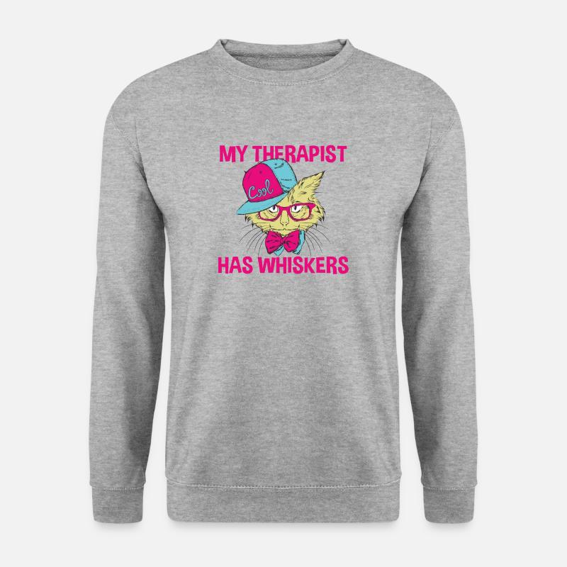 Funny My Therapist Has Whiskers Gift - Unisex Pullover - Weißgrau meliert