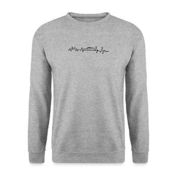 Heartbeat Car Racing T-Shirt Gift Motorsport - Unisex Sweatshirt - salt & pepper - Front - Alina (178cm) & Michal (187cm)