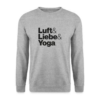 Luft & Liebe & Yoga - Unisex Pullover - Weißgrau meliert - Vorne - Alina (178cm) & Michal (187cm)