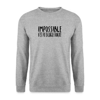Unmöglich Ist Nicht Französisch Geschenk Idee - Unisex Pullover - Weißgrau meliert - Vorne - Alina (178cm) & Michal (187cm)