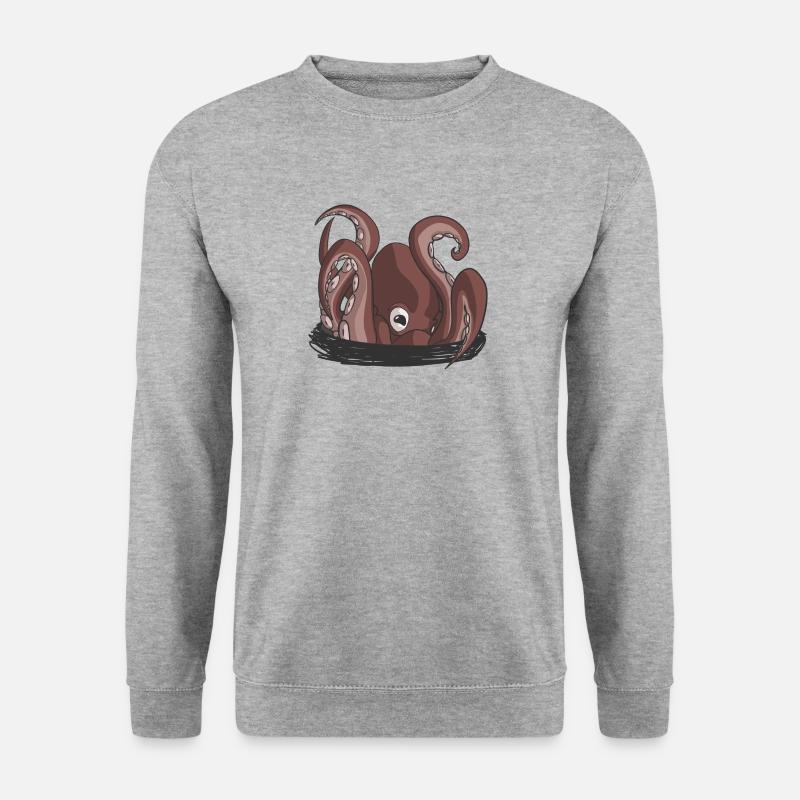 Der Beginn der Krake - Unisex Pullover - Weißgrau meliert