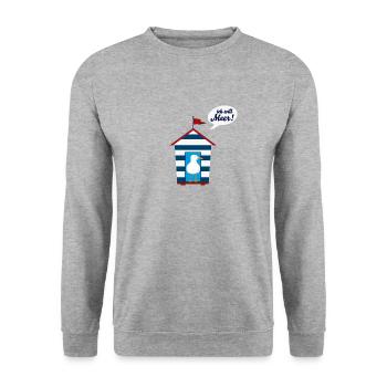 ich will Meer - Unisex Pullover - Weißgrau meliert - Vorne - Alina (178cm) & Michal (187cm)