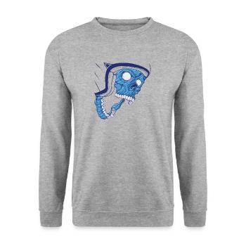 Schädel Kopf - Unisex Pullover - Weißgrau meliert - Vorne - Alina (178cm) & Michal (187cm)
