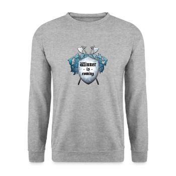 Winner is coming - Sweat-shirt Unisexe - gris chiné - Devant - Alina (178cm) & Michal (187cm)
