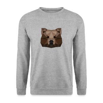 Bear geometric gift idea bear brown bear animal - Unisex Sweatshirt - salt & pepper - Front - Alina (178cm) & Michal (187cm)