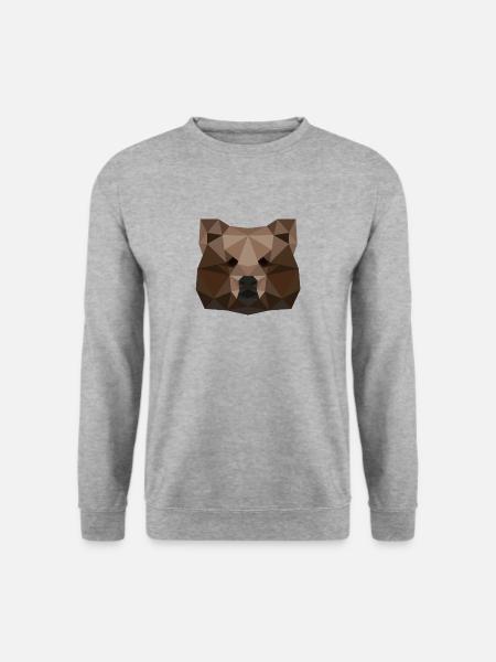 Ours idée cadeau géométrique ours animal ours brun - Sweat-shirt Unisexe - gris chiné