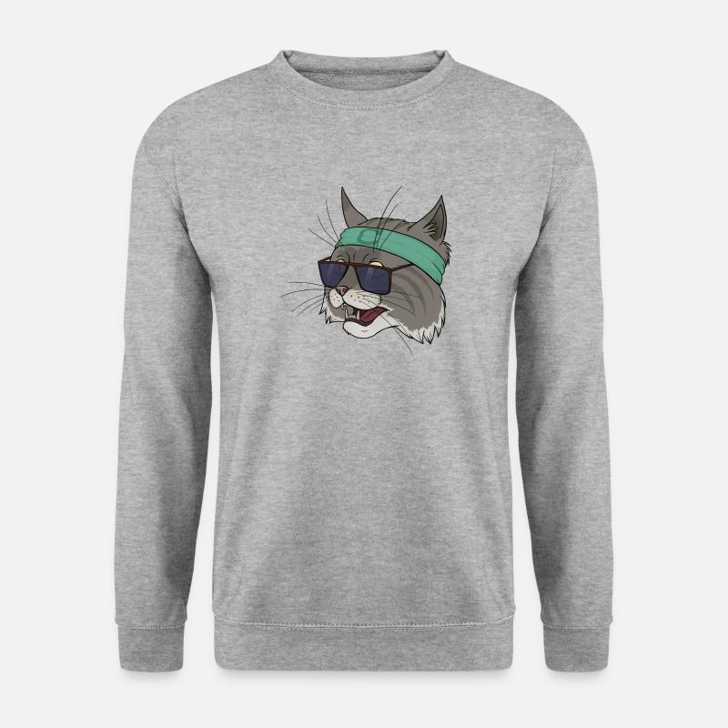 Fitness Katze Cardio Yoga Workout Gym Training - Unisex Pullover - Weißgrau meliert