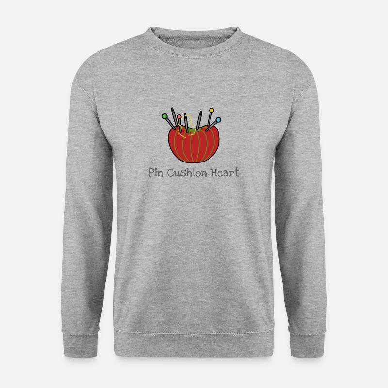 Nähen Nadel Kissen Geschenk Schneider Herz Beruf - Unisex Pullover - Weißgrau meliert