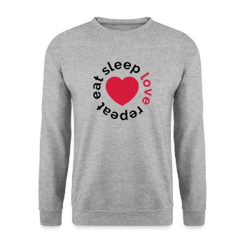 manger sommeil amour répéter - Sweat-shirt Unisexe - gris chiné - Devant - Alina (178cm) & Michal (187cm)