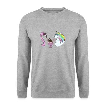 Flamingo unicorn ice cream cup gift summer ice cream - Unisex Sweatshirt - salt & pepper - Front - Alina (178cm) & Michal (187cm)