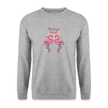 Heart flamingo couple gift in love tropical pink - Unisex Sweatshirt - salt & pepper - Front - Alina (178cm) & Michal (187cm)