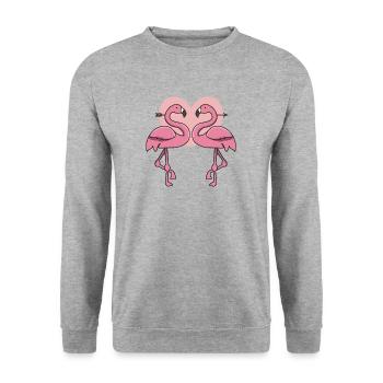 Heart Flamingo in love gift pink exotic - Unisex Sweatshirt - salt & pepper - Front - Alina (178cm) & Michal (187cm)
