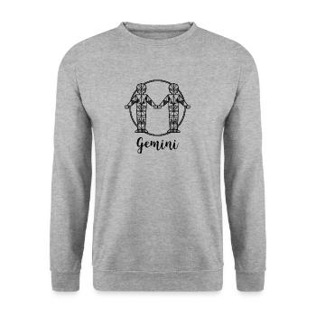 Sternzeichen Zwilling Geschenk geometrisch Astro - Unisex Pullover - Weißgrau meliert - Vorne - Alina (178cm) & Michal (187cm)