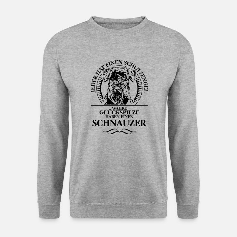 SCHNAUZER Schutzengel Hunde Spruch Wilsigns - Unisex Pullover - Weißgrau meliert