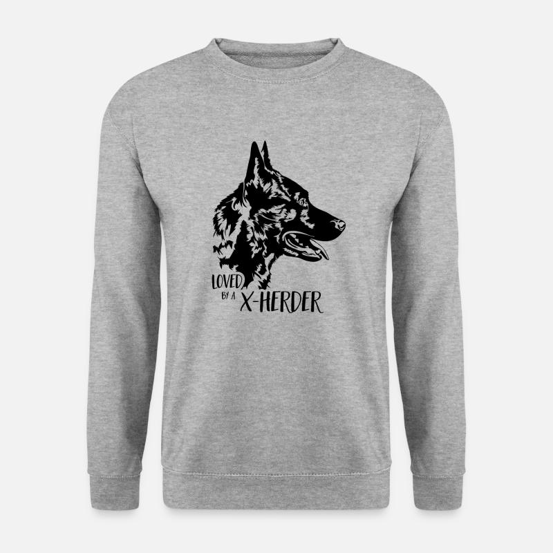 Loved by a X Herder Hunde Hundespruch Wilsigns - Unisex Pullover - Weißgrau meliert