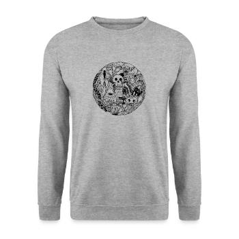 Halloween T-Shirt - Unisex Pullover - Weißgrau meliert - Vorne - Alina (178cm) & Michal (187cm)
