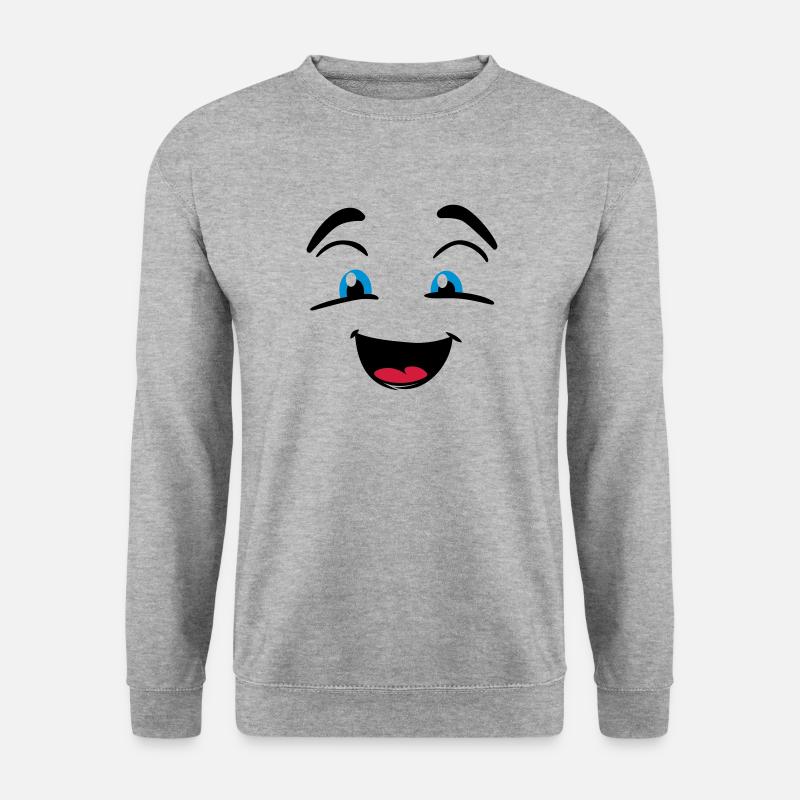 Lachendes Gesicht - Unisex Pullover - Weißgrau meliert