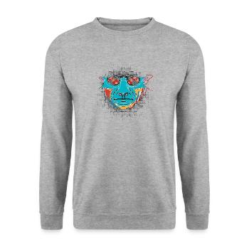 PopArt Tuerkis Tiger - Unisex Pullover - Weißgrau meliert - Vorne - Alina (178cm) & Michal (187cm)