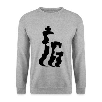 Schachfiguren - Unisex Pullover - Weißgrau meliert - Vorne - Alina (178cm) & Michal (187cm)