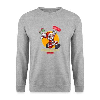 Santa merry christmas and good tidings too - Unisex Pullover - Weißgrau meliert - Vorne - Alina (178cm) & Michal (187cm)