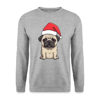 Christmas Pug Dog Lover - Unisex Sweatshirt - salt & pepper - Front - Alina (178cm) & Michal (187cm)