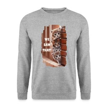 We saw that! - Curious cats see everything! - Unisex Sweatshirt - salt & pepper - Front - Alina (178cm) & Michal (187cm)