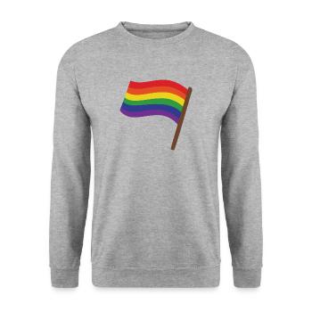 Regenbogenfahne | Geschenk Idee | LGBT - Unisex Pullover - Weißgrau meliert - Vorne - Alina (178cm) & Michal (187cm)