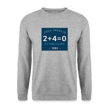 2+4=0 - Unisex Pullover - Weißgrau meliert - Vorne - Alina (178cm) & Michal (187cm)