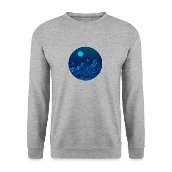 Berge bei Nacht mit Wald - Unisex Pullover - Weißgrau meliert - Vorne - Alina (178cm) & Michal (187cm)