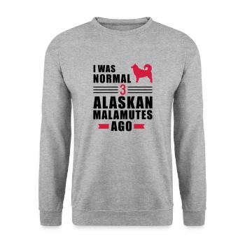 Alaskan Malamute - Unisex Pullover - Weißgrau meliert - Vorne - Alina (178cm) & Michal (187cm)