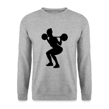 fitness girl silhouette squats - Unisex Sweatshirt - salt & pepper - Front - Alina (178cm) & Michal (187cm)