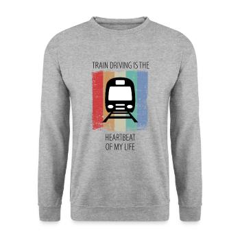 Train Railway Railroad Worker Trains Train Driver - Unisex Sweatshirt - salt & pepper - Front - Alina (178cm) & Michal (187cm)