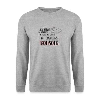 Bonsoir - Sweat-shirt Unisexe - gris chiné - Devant - Alina (178cm) & Michal (187cm)