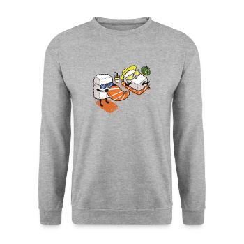 plage sushi cadeau drôle de pêche de Noël - Sweat-shirt Unisexe - gris chiné - Devant - Alina (178cm) & Michal (187cm)