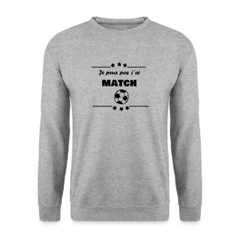 Je peux pas, j ai match de foot. - Sweat-shirt Unisexe - gris chiné - Devant - Alina (178cm) & Michal (187cm)