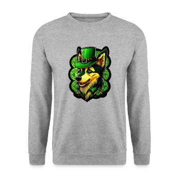 Cuddly Wolf St. Patrick's Day Hat with Green - Unisex Sweatshirt - salt & pepper - Front - Alina (178cm) & Michal (187cm)