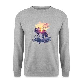 Abeille Abeilles Abeilles Miel Fleurs Apiculteur - Sweat-shirt Unisexe - gris chiné - Devant - Alina (178cm) & Michal (187cm)