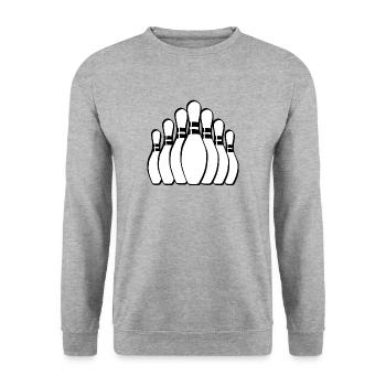 Bowling - Unisex Pullover - Weißgrau meliert - Vorne - Alina (178cm) & Michal (187cm)