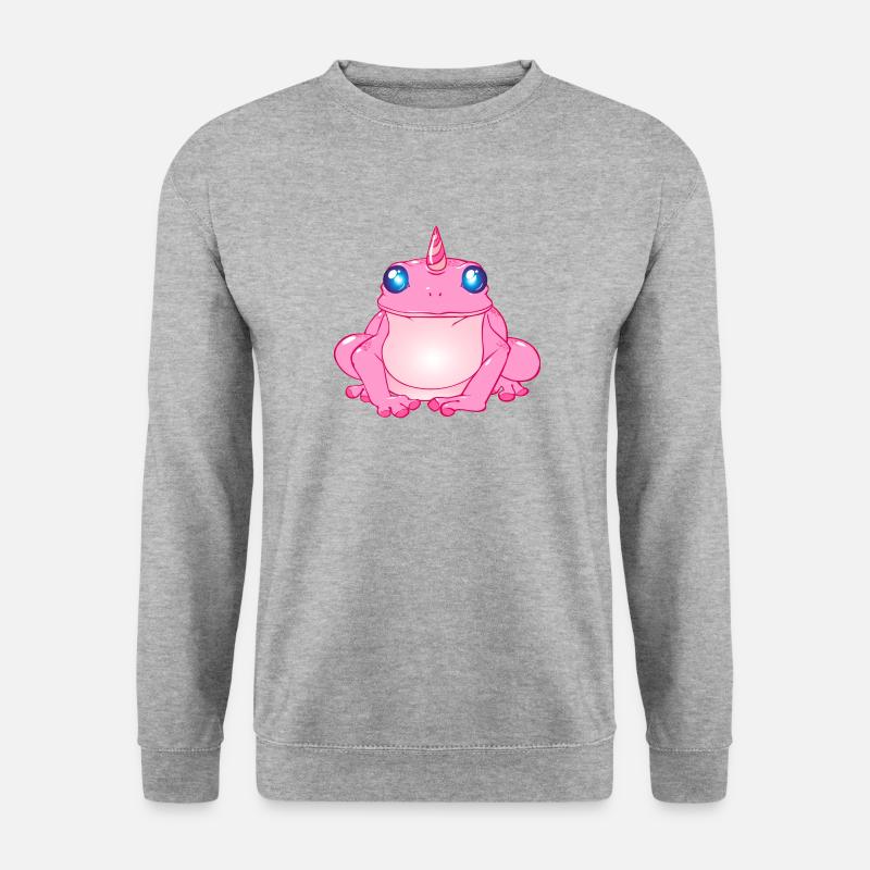 Frosch mit Horn - Unisex Pullover - Weißgrau meliert