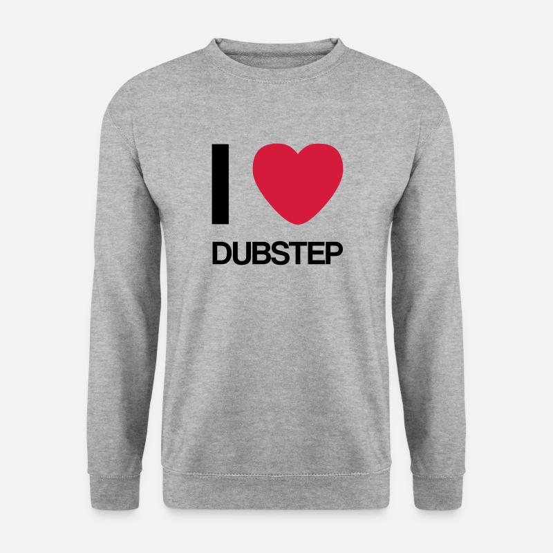 I LOVE DUBSTEP- Geschenk Idee - Unisex Pullover - Weißgrau meliert