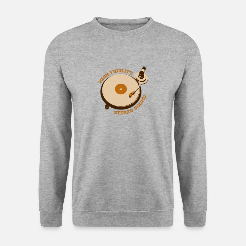 Reto Plattenspieler - Unisex Pullover - Weißgrau meliert