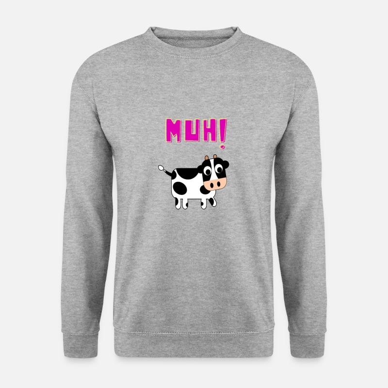 Kuh - Unisex Pullover - Weißgrau meliert