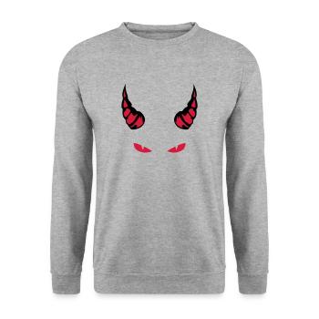 Teufel Horn Auge böse heftig 1910 - Unisex Pullover - Weißgrau meliert - Vorne - Alina (178cm) & Michal (187cm)