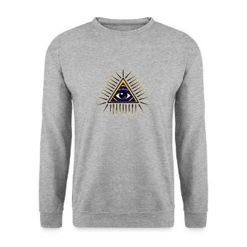 Illuminati Geschenk Idee - Unisex Pullover - Weißgrau meliert - Vorne - Alina (178cm) & Michal (187cm)
