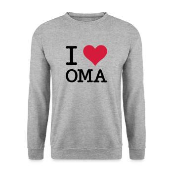 I Love Oma Großmutter Grandma Mutter Kult Motiv - Unisex Pullover - Weißgrau meliert - Vorne - Alina (178cm) & Michal (187cm)