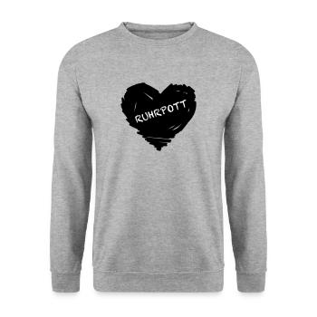 Kohlen Herz mit Ruhrpott Schriftzug - Unisex Pullover - Weißgrau meliert - Vorne - Alina (178cm) & Michal (187cm)