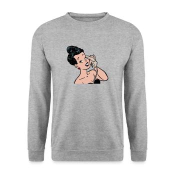 téléphone téléphone mobile retro7 radio téléphone mobile - Sweat-shirt Unisexe - gris chiné - Devant - Alina (178cm) & Michal (187cm)